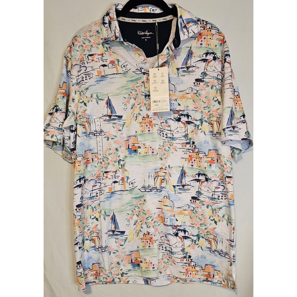 New Walter Hagen Clubhouse Sicily scape Golf Polo Shirt Mens Small NWT
